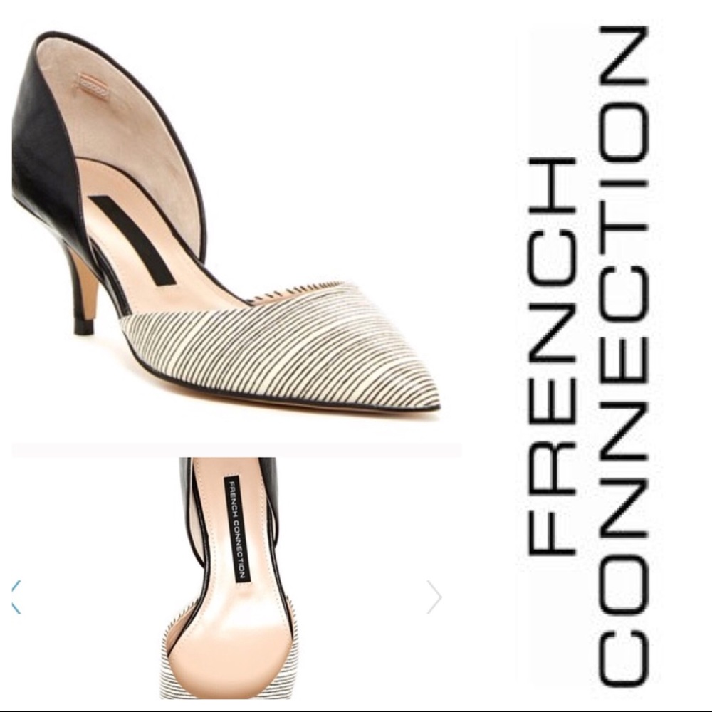 Effie kitten pumps black and cream office wear